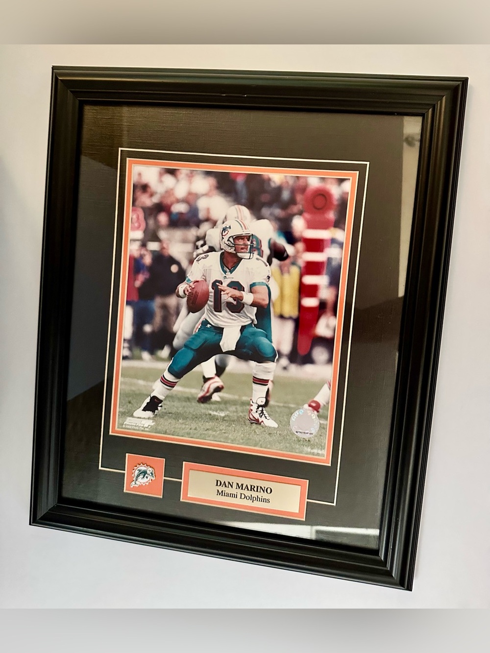 Framed Print Dan Marino Miami Dolphins With Pin & Name Plate